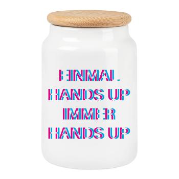 Hands Up Music Dancecore Merch - Boîte à biscuits avec couvercle en bois - blanc - Devant