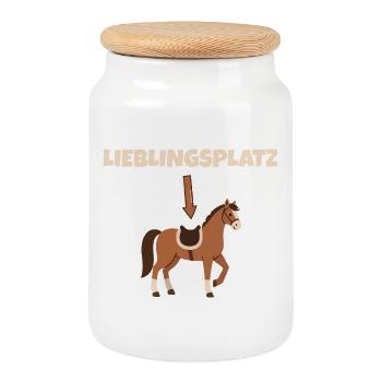 Reiten Pferd Lieblingsplatz Reitsport Reiterin - Keksdose mit Holzdeckel - Weiß - Vorne