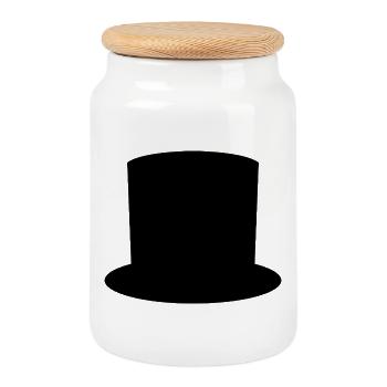 Top Hat - Cookie Jar with Wooden Lid - white - Front