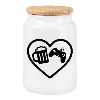 Heart Gaming Bier - Keksdose mit Holzdeckel - Weiß - Vorne
