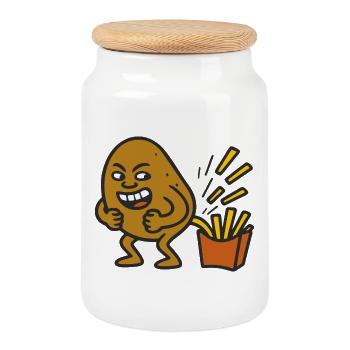 Potato Pooping - Keksdose mit Holzdeckel - Weiß - Vorne