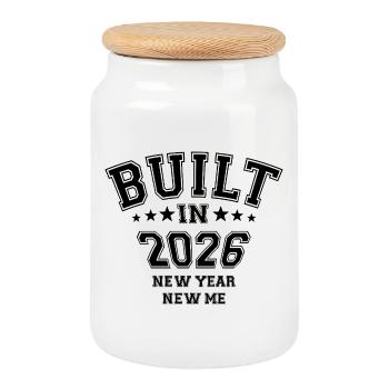 Nouvel An Nouveau moi | Sports & Fitness | Résolutions 2026 - Boîte à biscuits avec couvercle en bois - blanc - Devant