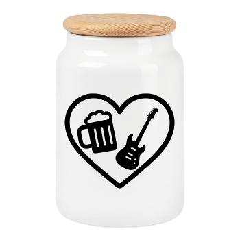 Heart Rock Beer - Cookie Jar with Wooden Lid - white - Front