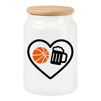 Heart Basket Bier - Keksdose mit Holzdeckel - Weiß - Vorne