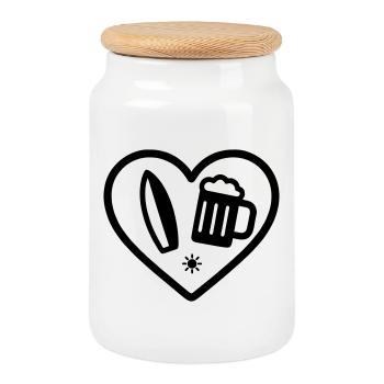 Bière Heart Surf - Boîte à biscuits avec couvercle en bois - blanc - Devant