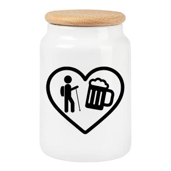 Heart Hiking Bier - Keksdose mit Holzdeckel - Weiß - Vorne