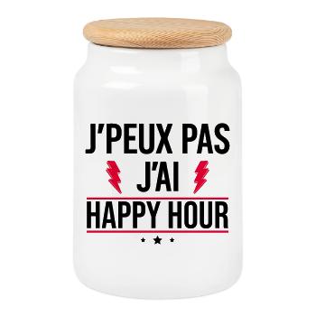 Ich kann nicht, ich habe Happy Hour Humor Aperitif - Keksdose mit Holzdeckel - Weiß - Vorne
