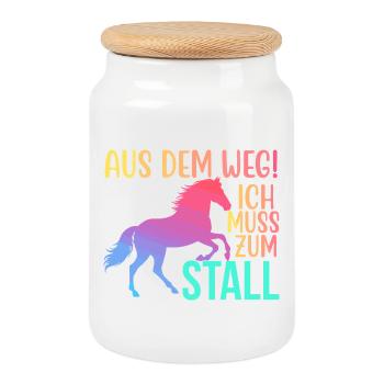Écartez-vous, je dois aller à l’écurie - Boîte à biscuits avec couvercle en bois - blanc - Devant