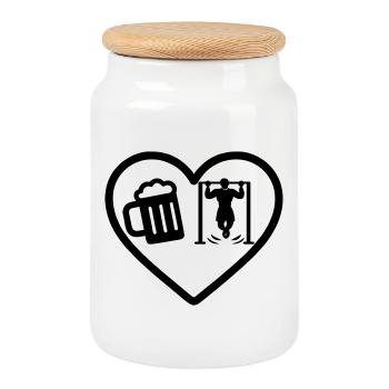 Heart Street Workout Bier - Keksdose mit Holzdeckel - Weiß - Vorne