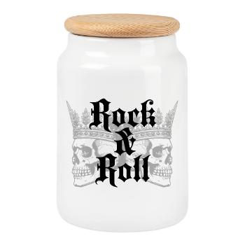 Crânes de la Couronne du Rock and Roll - Boîte à biscuits avec couvercle en bois - blanc - Devant