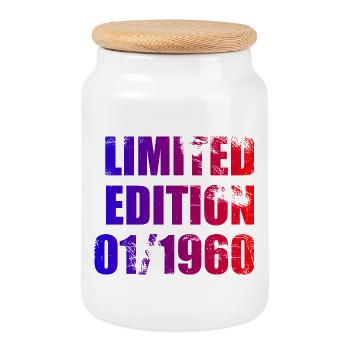 66. Geburtstag Limited Edition 01/1960 - Keksdose mit Holzdeckel - Weiß - Vorne