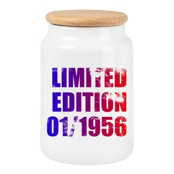 70th Birthday Limited Edition 01/1956 - Cookie Jar with Wooden Lid - white - Front