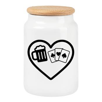 Heart Beer Kartenspiele Humor - Keksdose mit Holzdeckel - Weiß - Vorne