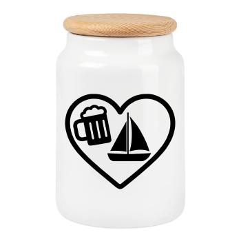 Humour de navigation à la bière de cœur - Boîte à biscuits avec couvercle en bois - blanc - Devant