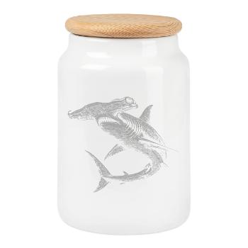 Hammerhead Shark Swirl Silhouette Duo - Cookie Jar with Wooden Lid - white - Front
