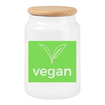 Vegan - sign for all vegans - Cookie Jar with Wooden Lid - white - Front