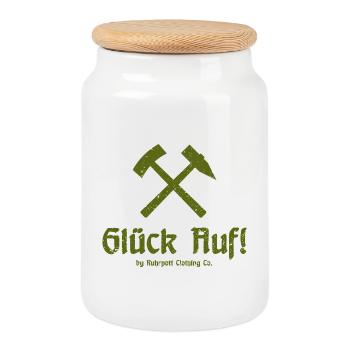 Glück Auf! - Ruhrpott - Zeche - Zollverein - Keksdose mit Holzdeckel - Weiß - Vorne