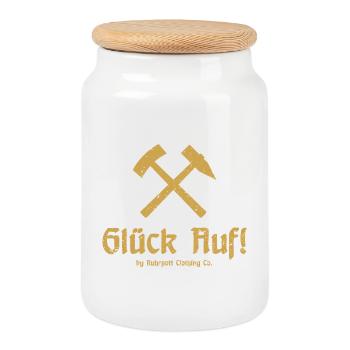Glück Auf! - Ruhrpott - Zeche - Zollverein - Keksdose mit Holzdeckel - Weiß - Vorne