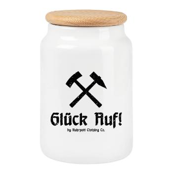 Glück Auf! - Ruhrpott - Zeche - Zollverein - Keksdose mit Holzdeckel - Weiß - Vorne