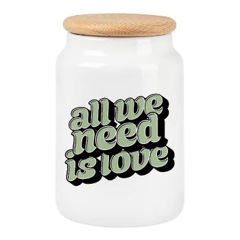 All We Need Is Love Statement - Cookie Jar with Wooden Lid - white - Front