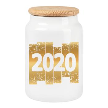 2020 - Boîte à biscuits avec couvercle en bois - blanc - Devant