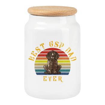 Best GSP Dad Ever German Shorthaired Pointer Retro - Cookie Jar with Wooden Lid - white - Front