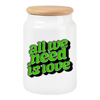 All We Need Is Love Lettering - Cookie Jar with Wooden Lid - white - Front