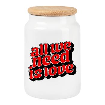 All We Need Is Love Positive Message - Keksdose mit Holzdeckel - Weiß - Vorne