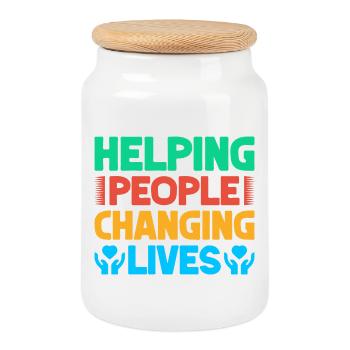 Volunteer Appreciation Helping People Changing - Keksdose mit Holzdeckel - Weiß - Vorne