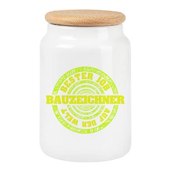 Geschenk für Bauzeichner - Keksdose mit Holzdeckel - Weiß - Vorne