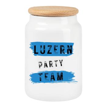 Équipe du parti de Lucerne - Boîte à biscuits avec couvercle en bois - blanc - Devant