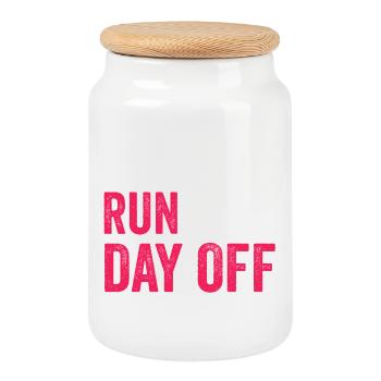 I Need To Go Run This Day Off - Cookie Jar with Wooden Lid - white - Front