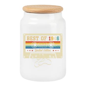 Best Of 1946 80th Birthday - Cookie Jar with Wooden Lid - white - Front