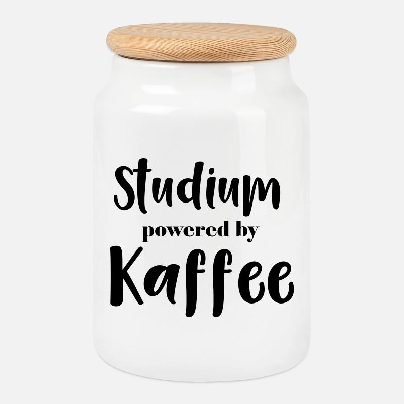 Studies powered by Kaffee - Cookie Jar with Wooden Lid - white