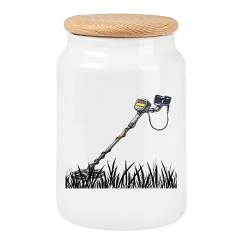 Metal detector - Cookie Jar with Wooden Lid - white - Front