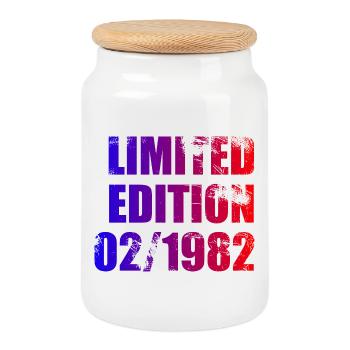 44. Geburtstag Limited Edition 02/1982 - Keksdose mit Holzdeckel - Weiß - Vorne