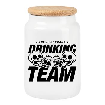 Drinking Team Skeleton Beer - Cookie Jar with Wooden Lid - white - Front