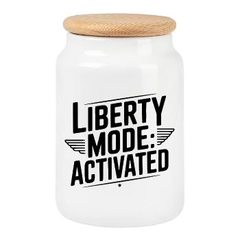 Liberty Mode: Activated - Cookie Jar with Wooden Lid - white - Front
