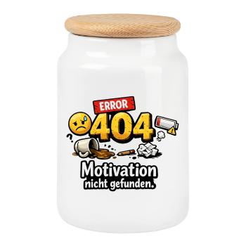 404 Error Motivation not found - Cookie Jar with Wooden Lid - white - Front