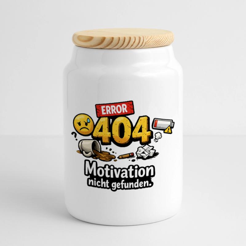 404 Error Motivation not found Cookie Jar with Wooden Lid