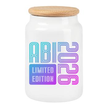 ABI 2026 Vintage Neon Limited Edition - Keksdose mit Holzdeckel - Weiß - Vorne