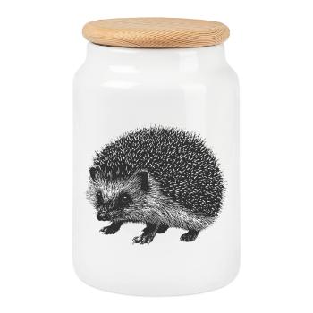 Hérisson de jardin - Boîte à biscuits avec couvercle en bois - blanc - Devant