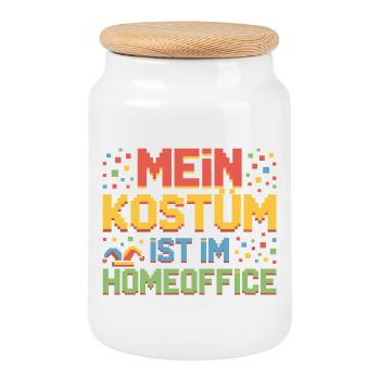 Costume is in the home office carnival carnival office - Cookie Jar with Wooden Lid - white - Front