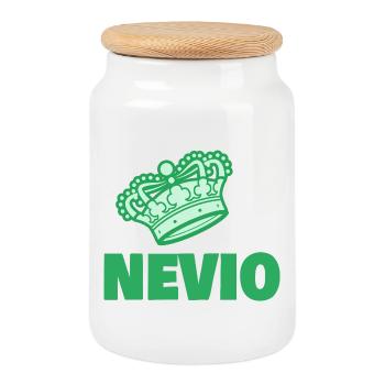 Nevio comme prénom - Boîte à biscuits avec couvercle en bois - blanc - Devant