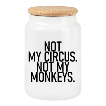 Not my circus. Not my monkeys. - Cookie Jar with Wooden Lid - white - Front