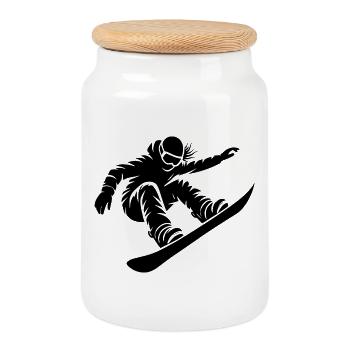 Œuvres modernes de snowboard pour femmes - Boîte à biscuits avec couvercle en bois - blanc - Devant