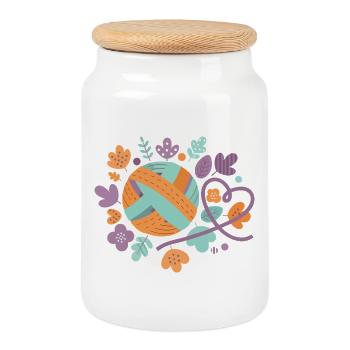 Amateurs de fils au crochet drôles Amoureux du fil au crochet - Boîte à biscuits avec couvercle en bois - blanc - Devant