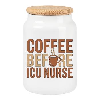 ICU Nurse Coffee Before Acute Care Coffee Lover - Keksdose mit Holzdeckel - Weiß - Vorne