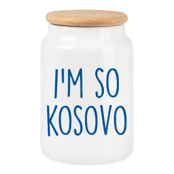 Kosovo - Keksdose mit Holzdeckel - Weiß - Vorne