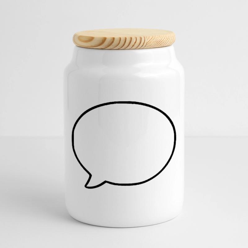 Personalize your own speech bubble comic Cookie Jar with Wooden Lid